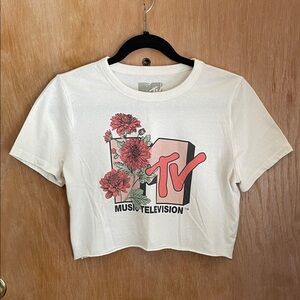 MTV Logo Tee in Cream and Black